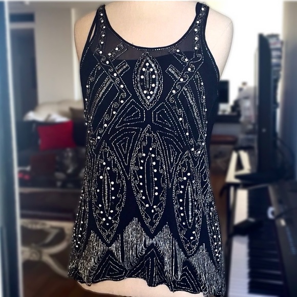 Joie Black Beaded Tank Top